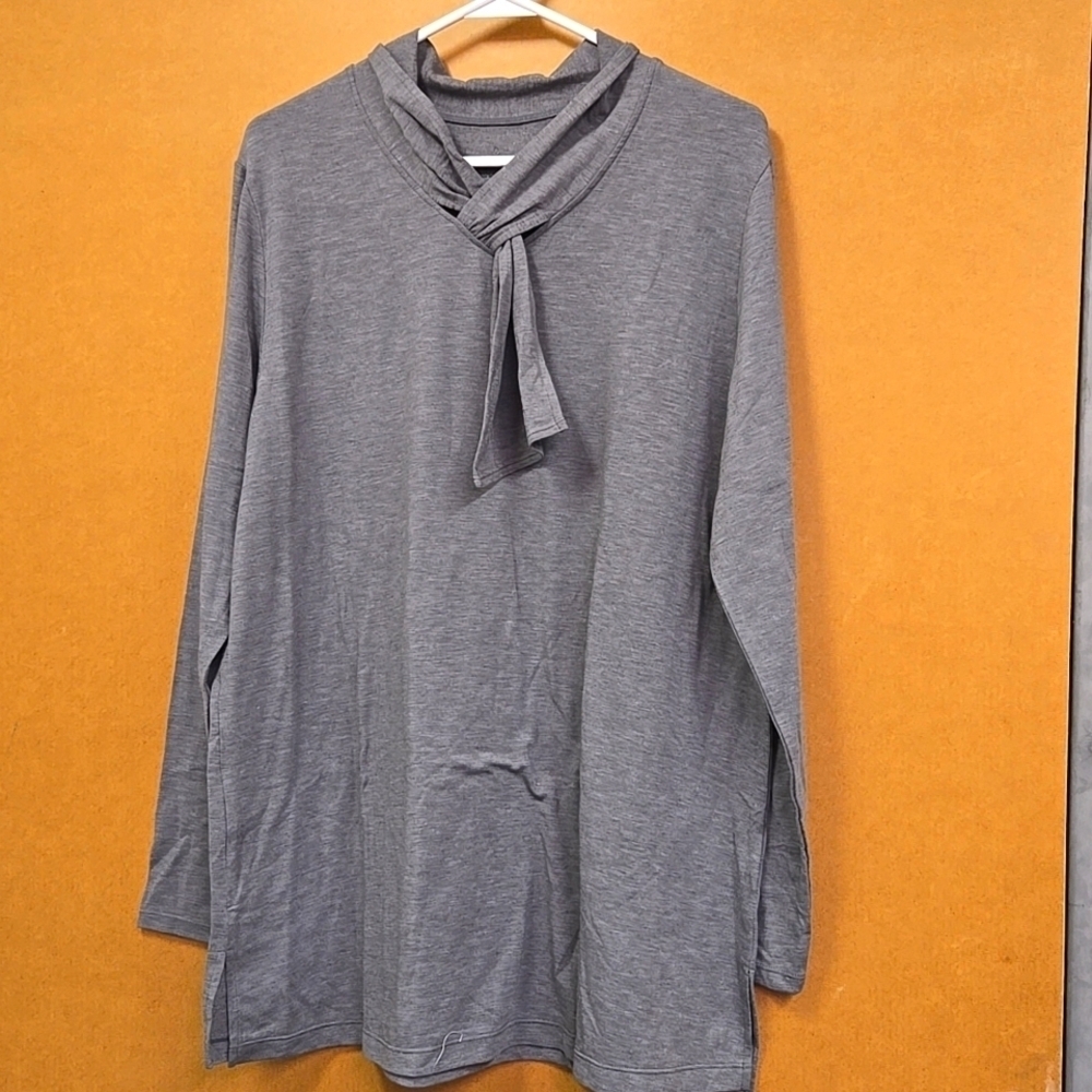 Cuddl Duds Size L Grey Tunic Length Longsleeve Top